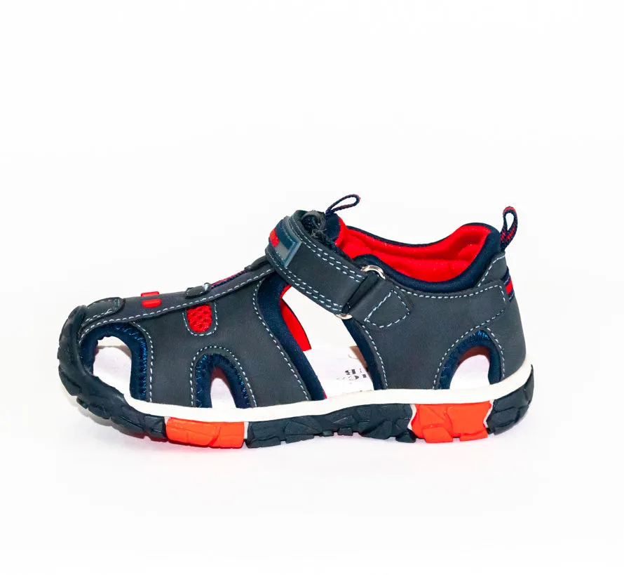 AC Boys' Dark Blue-Red Closed-toe Sandals | 399/21-DB