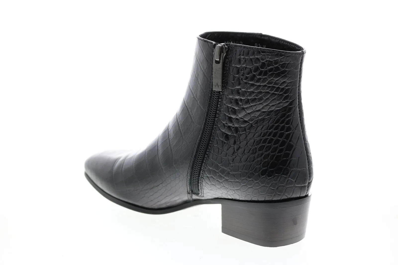 Aquatalia Fuoco Shiny Embos Croco Womens Black Leather Ankle & Booties Boots