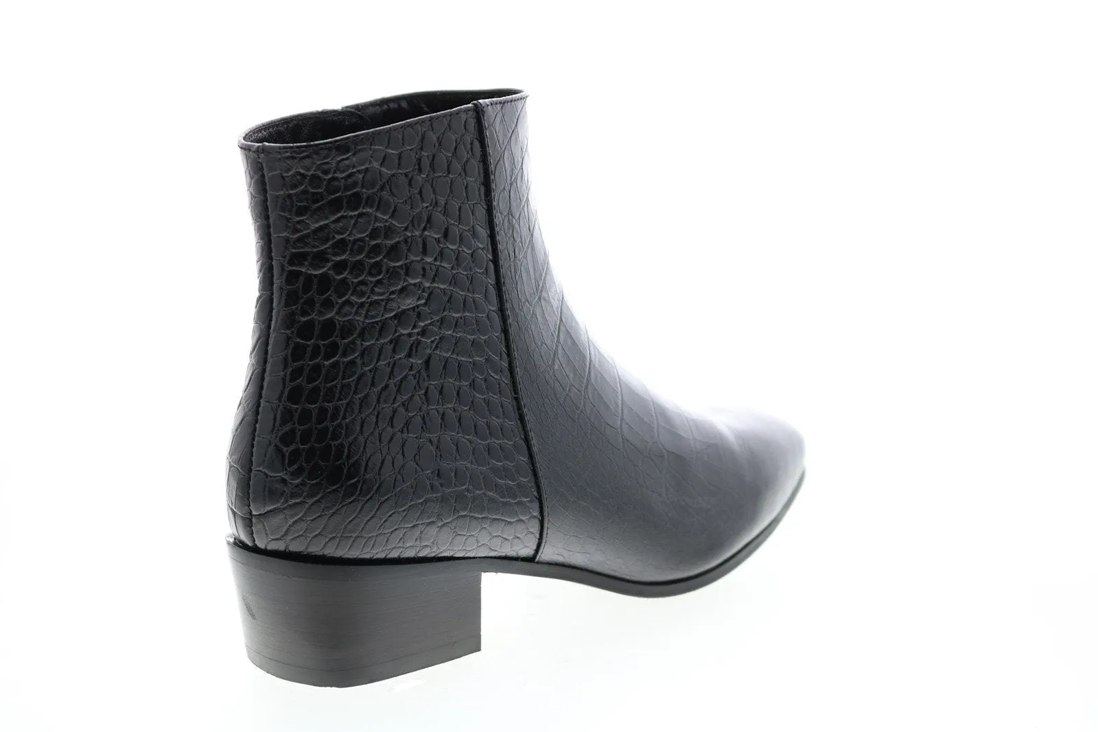 Aquatalia Fuoco Shiny Embos Croco Womens Black Leather Ankle & Booties Boots