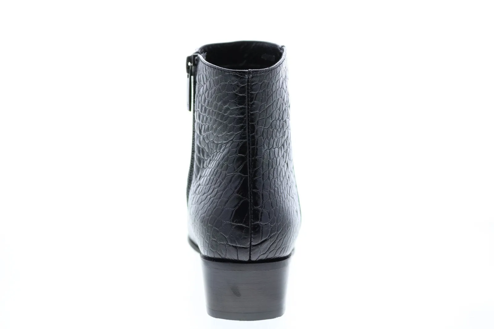 Aquatalia Fuoco Shiny Embos Croco Womens Black Leather Ankle & Booties Boots