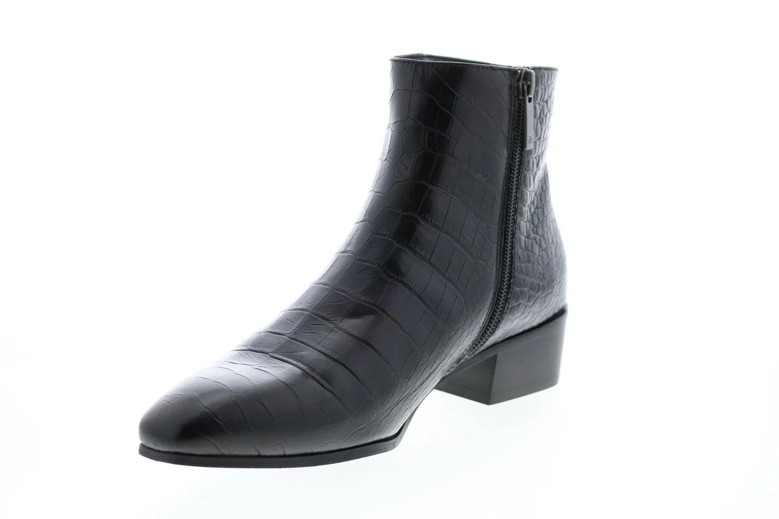 Aquatalia Fuoco Shiny Embos Croco Womens Black Leather Ankle & Booties Boots