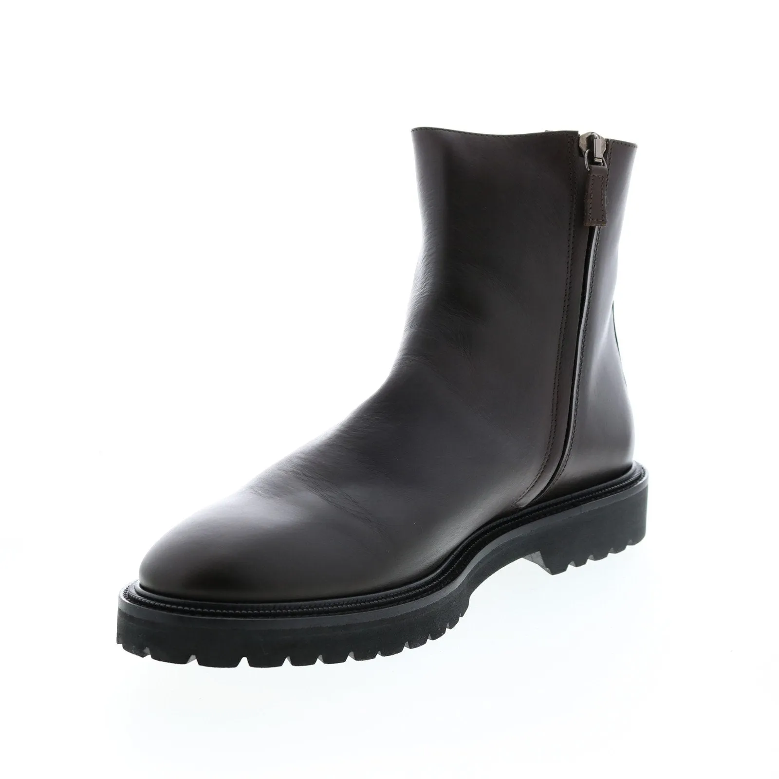 Aquatalia Pasquale Calf 34M0937-DBN Mens Brown Leather Zipper Casual Dress Boots