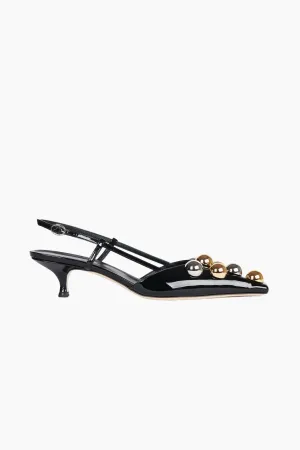 A.W.A.K.E. Mode Rita Kitten Heel Silver Gold Embellishments - Black