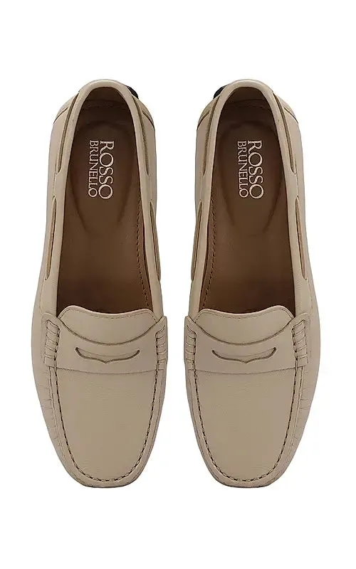 Beige Moccasins With Panel