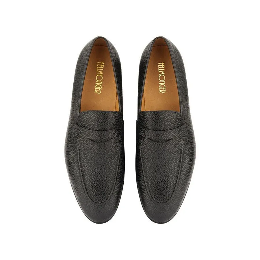 Black Grain Penny Loafers