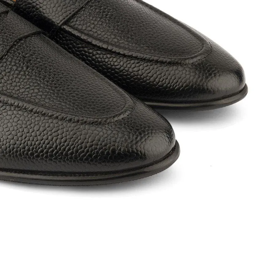 Black Grain Penny Loafers