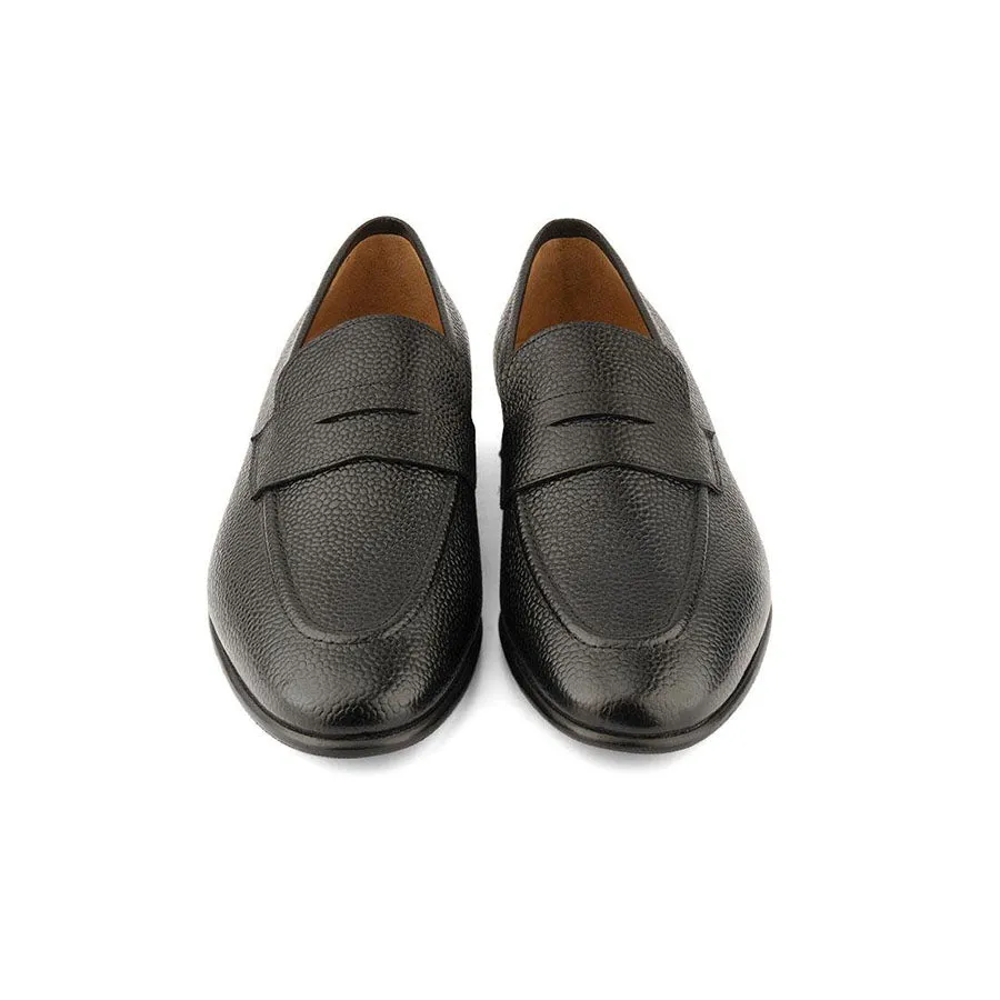 Black Grain Penny Loafers