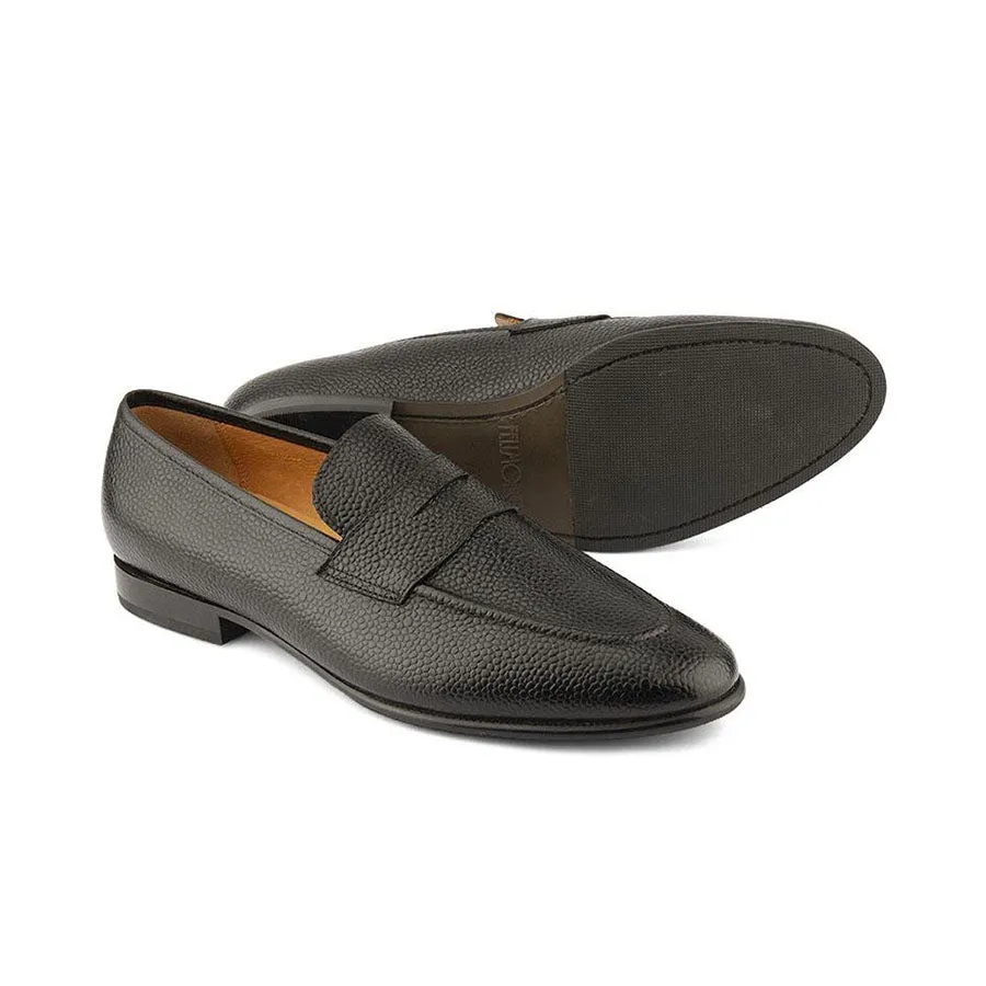 Black Grain Penny Loafers