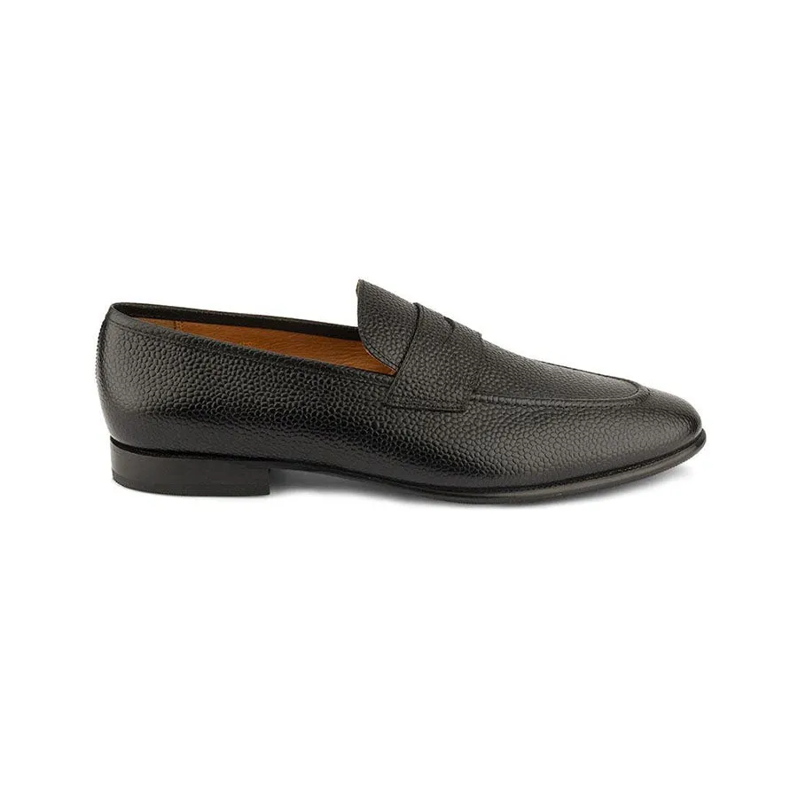Black Grain Penny Loafers