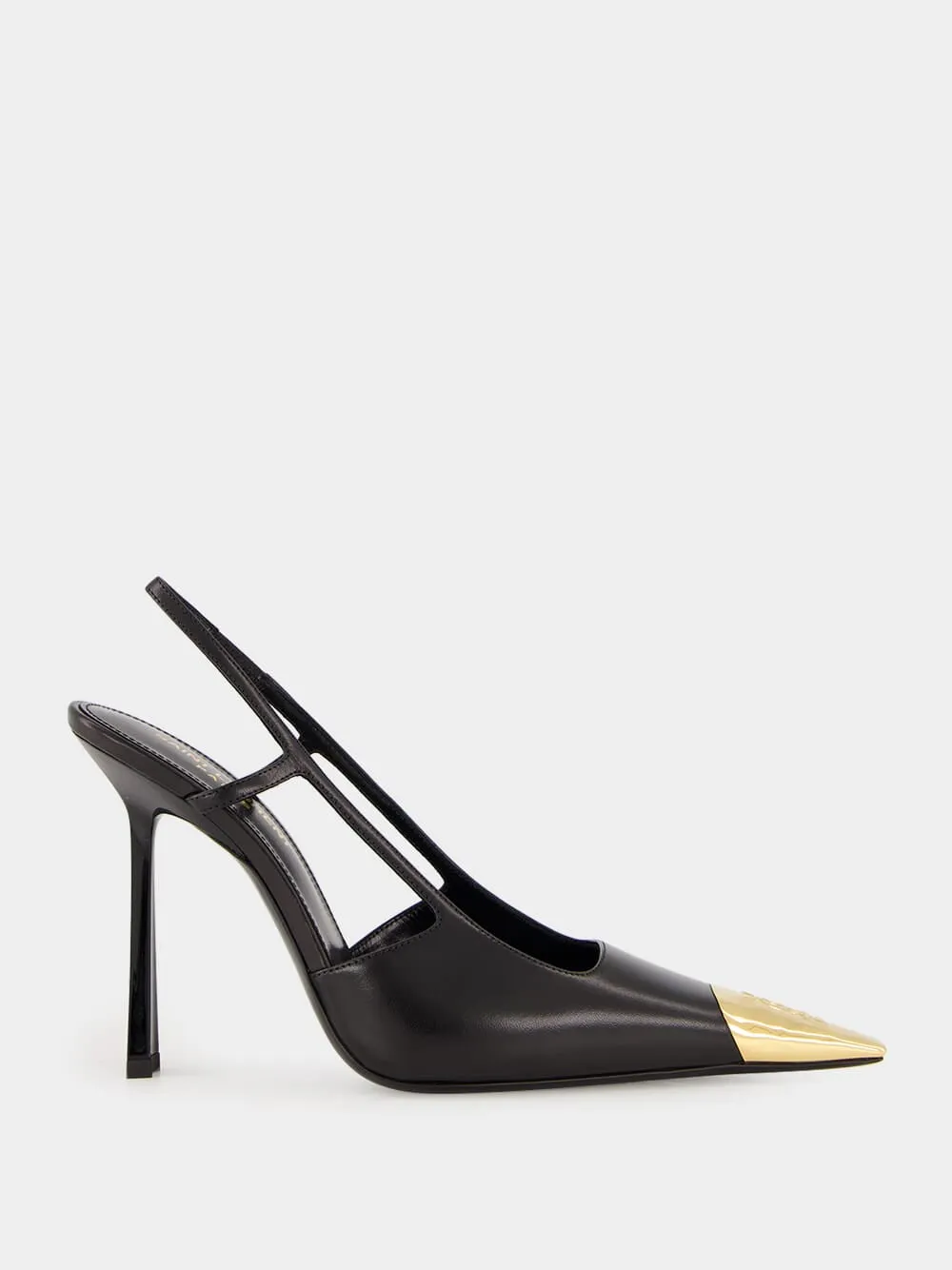 Black Jeanne Slingback Pumps in Smooth Leather