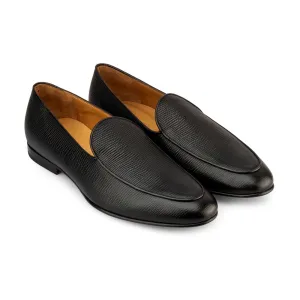 Black Lizard Print Belgian Loafers