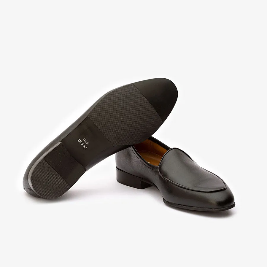 Black Plain Camp Belgian Loafers