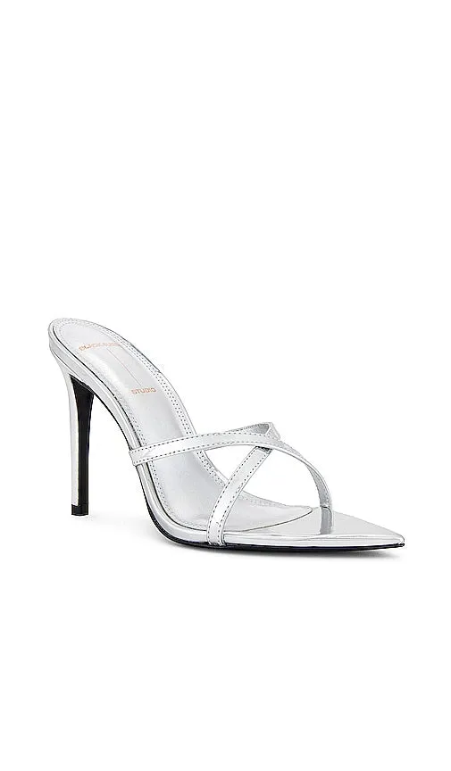 BLACK SUEDE STUDIO Arianna Sandal in Metallic Silver