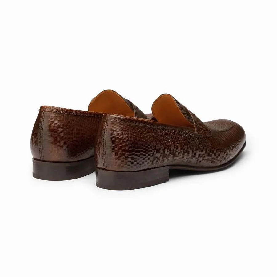 Brown Lizard pattern Penny Loafers