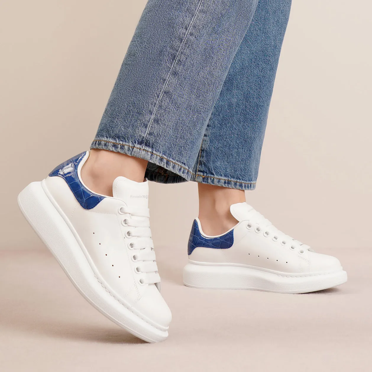 Classic white and inidigo croc sneakers