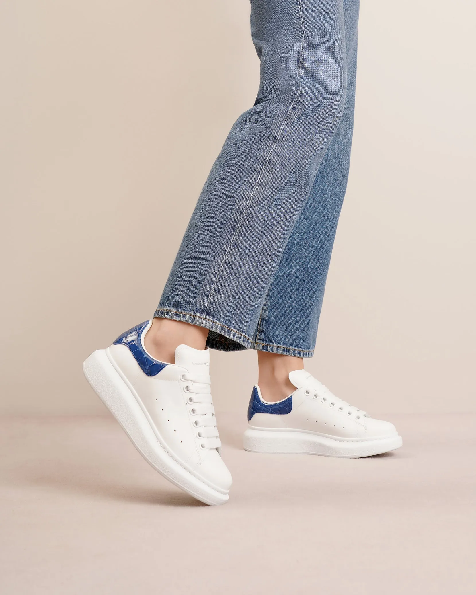 Classic white and inidigo croc sneakers