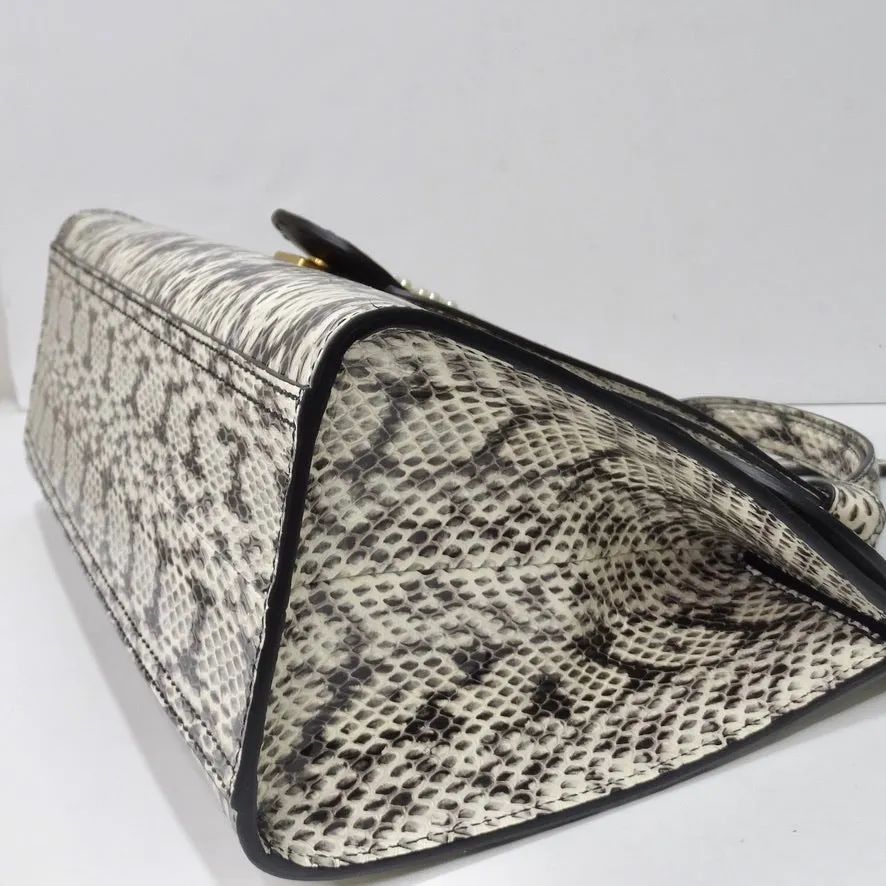 Gucci GG Marmont Small Pearly Snakeskin Top-Handle Satchel Bag