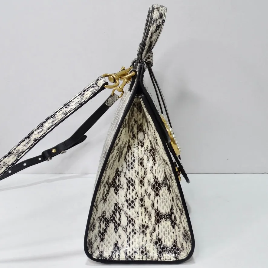Gucci GG Marmont Small Pearly Snakeskin Top-Handle Satchel Bag
