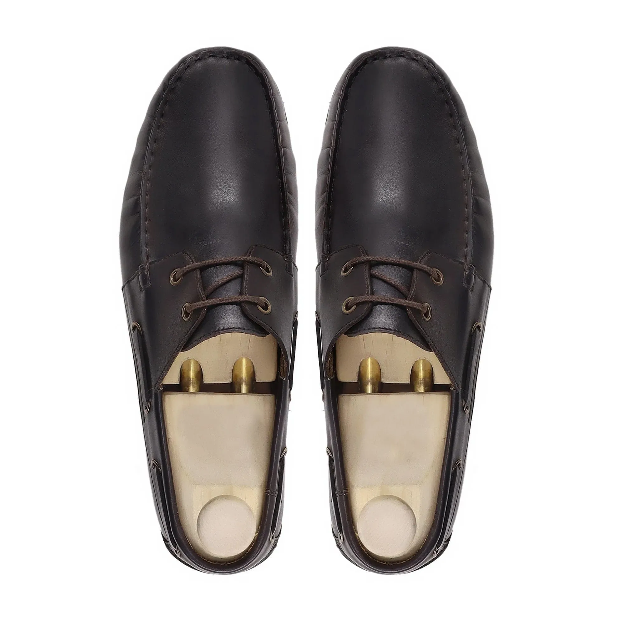 Handmade, Custom Men's Dark Brown Calf Leather Derby Shoes