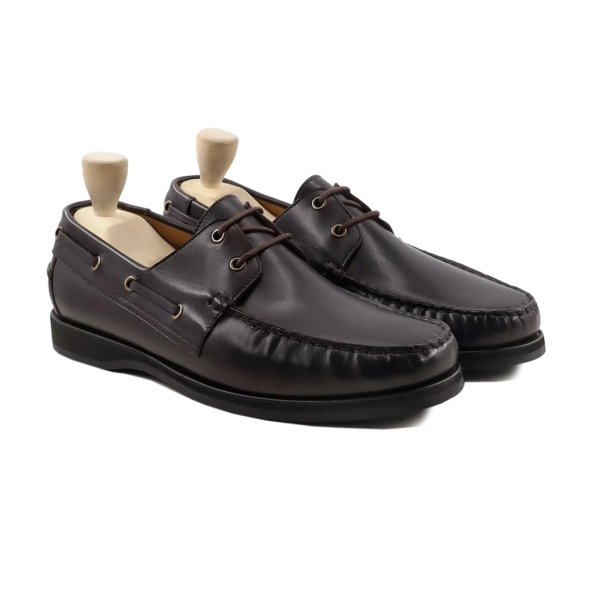 Handmade, Custom Men's Dark Brown Calf Leather Derby Shoes
