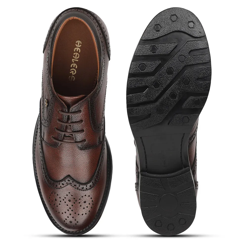 Healers Brown Formal Lacing Oxford Shoes For Men UDL-12 By Liberty