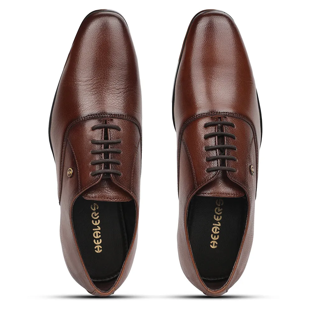 Healers Brown Formal Lacing Oxford Shoes For Men UDL-7 By Liberty