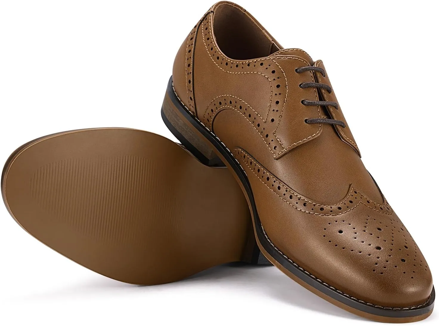 HEEZ Mens Dress Shoes Black Oxford Shoes for Men Wingtip Casual Formal Business Shoe Comfortable Non Slip TPR Outsole