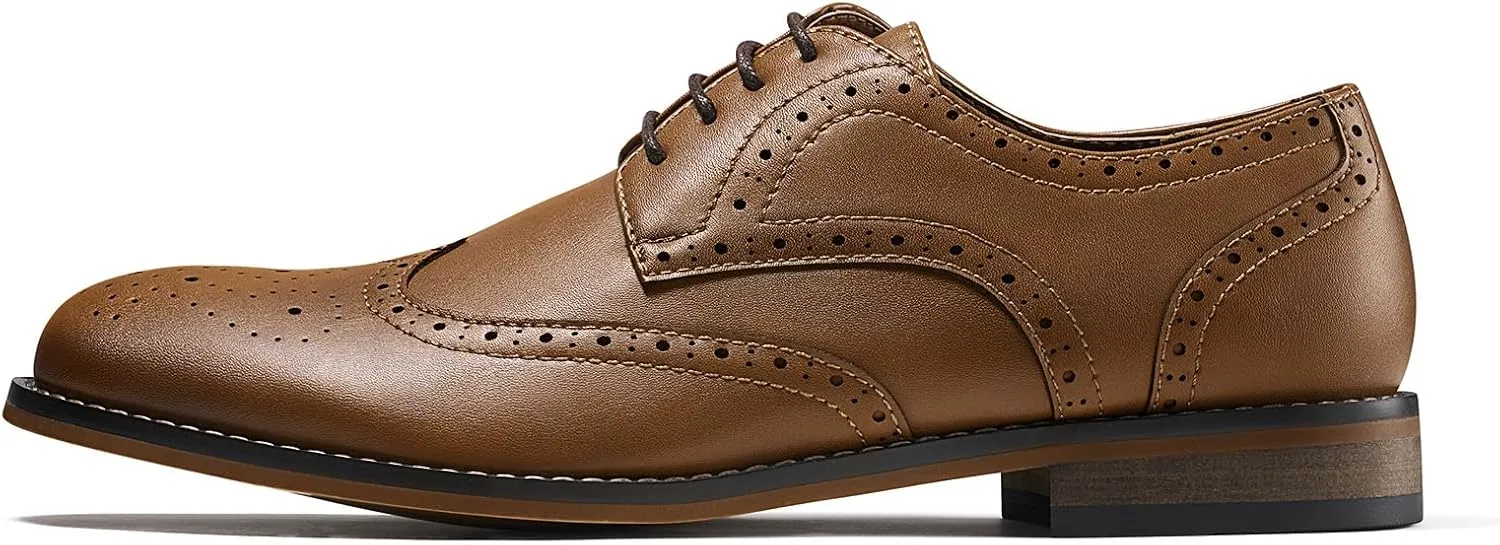 HEEZ Mens Dress Shoes Black Oxford Shoes for Men Wingtip Casual Formal Business Shoe Comfortable Non Slip TPR Outsole