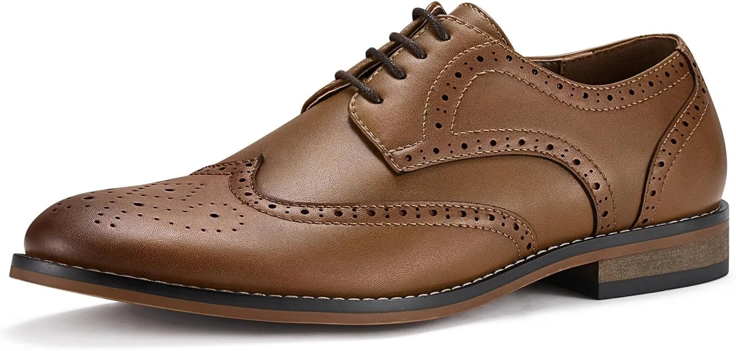 HEEZ Mens Dress Shoes Black Oxford Shoes for Men Wingtip Casual Formal Business Shoe Comfortable Non Slip TPR Outsole