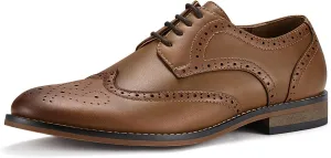 HEEZ Mens Dress Shoes Black Oxford Shoes for Men Wingtip Casual Formal Business Shoe Comfortable Non Slip TPR Outsole