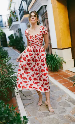 Jackson Floral Print Pleated Midaxi Dress