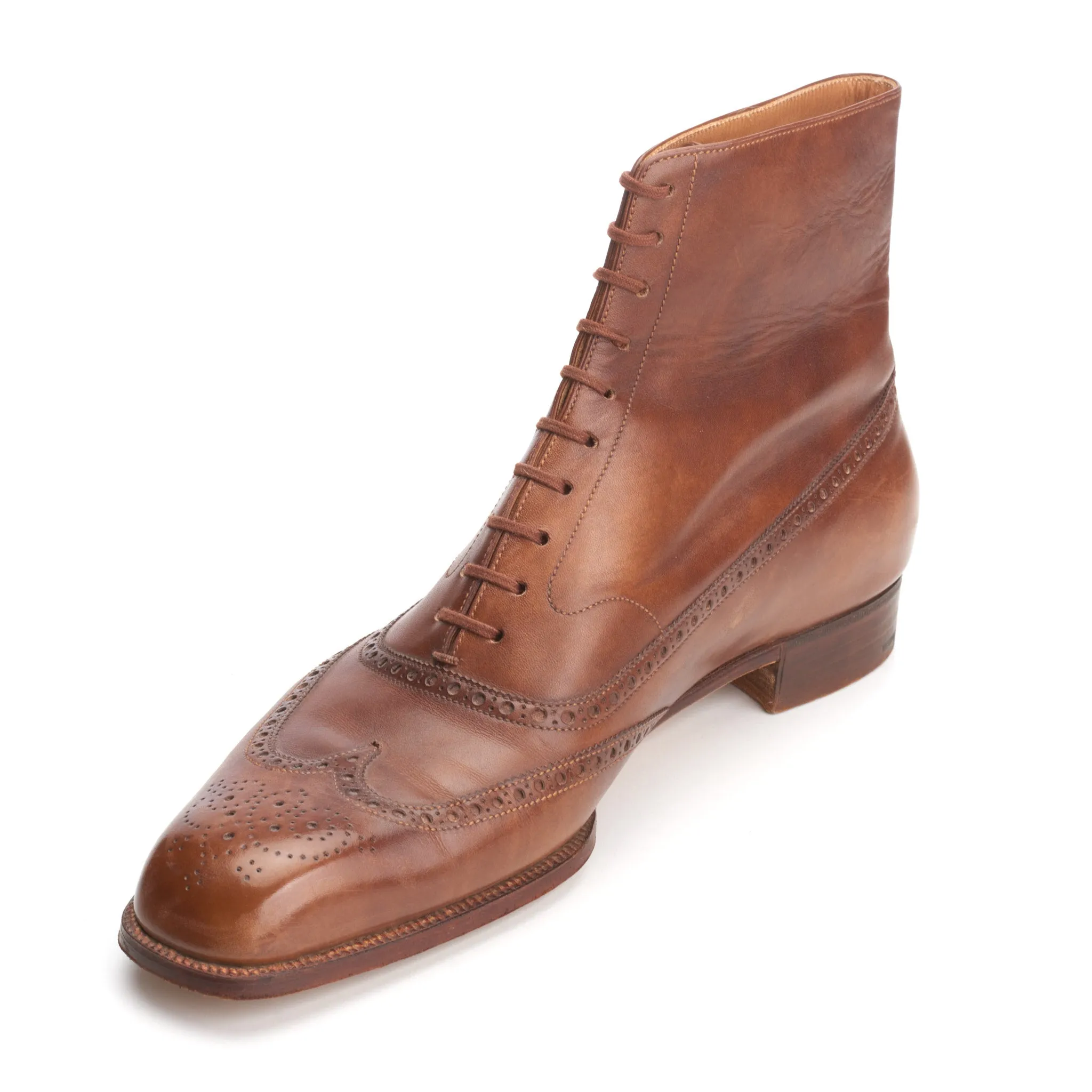 JOHN LOBB Bespoke Made in France Brown Leather Oxford Ankle Boots 7.5D US 8.5