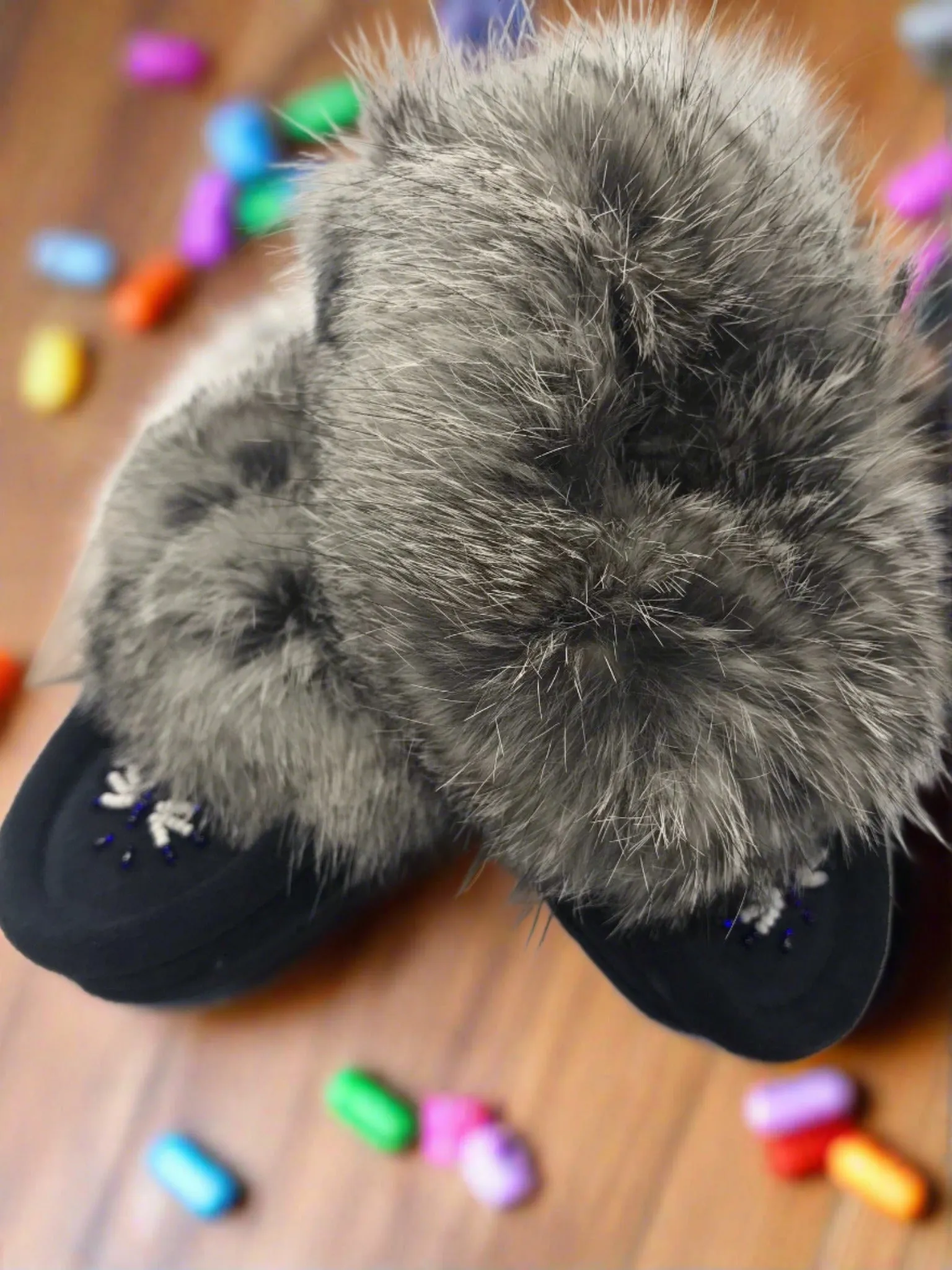 Laurentian Chief Baby Moccasins Navy Blue 20% Off