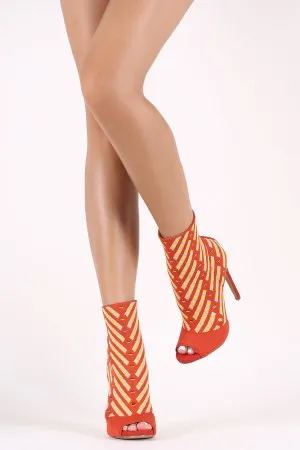 Liliana Knit Peep Toe Stiletto Ankle Boots