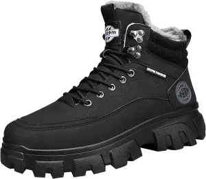 Men Work Boots Composite Toe Hiking Sneakers Women's Slip On Warm Womens Working Shoes Non Steel Toe Waterproof Platform Shoes Work Hike Grounded Footwear