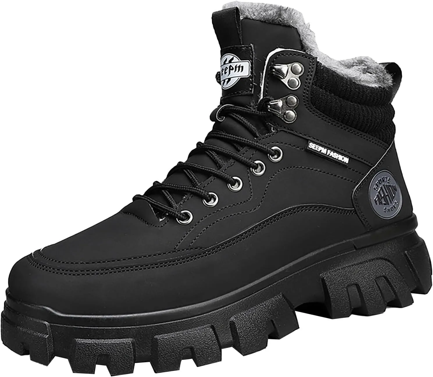 Men Work Boots Composite Toe Hiking Sneakers Women's Slip On Warm Womens Working Shoes Non Steel Toe Waterproof Platform Shoes Work Hike Grounded Footwear