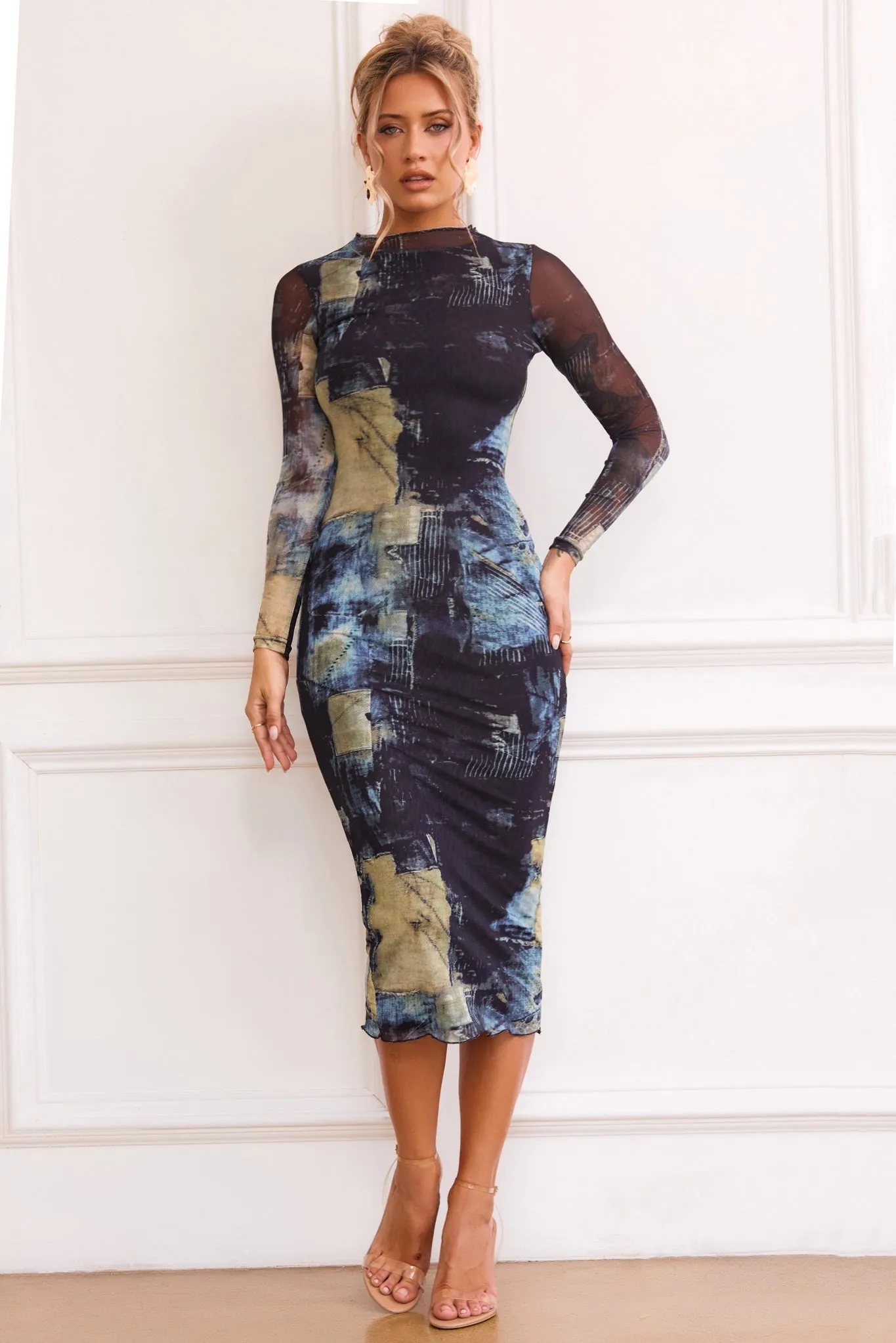 Nature Of Art Midi Dress - Blue Multi