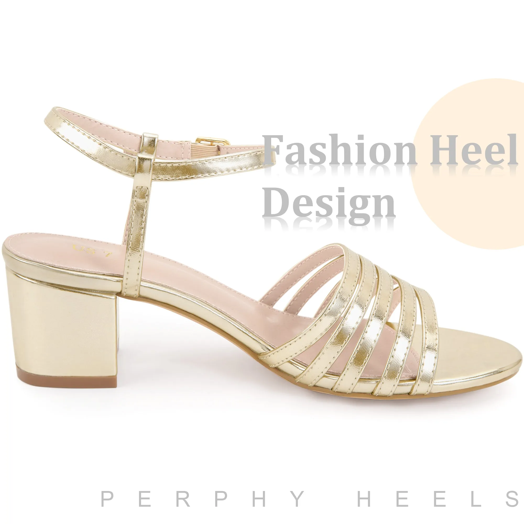 Open Toe Ankle Strap Slingback Chunky Heel Sandals for Women