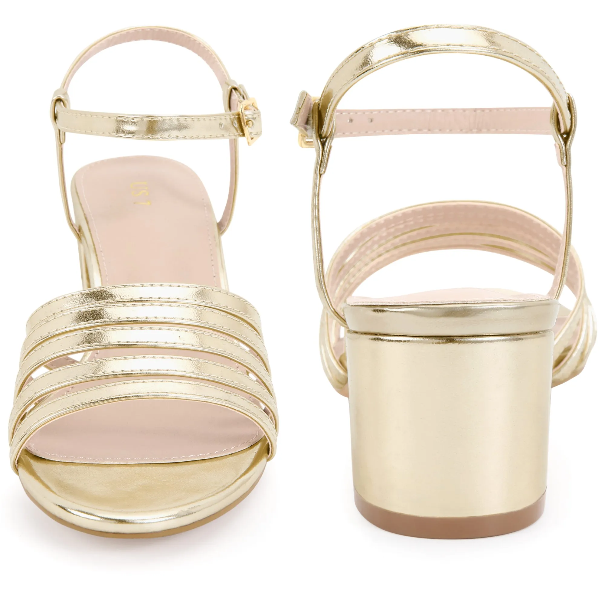 Open Toe Ankle Strap Slingback Chunky Heel Sandals for Women