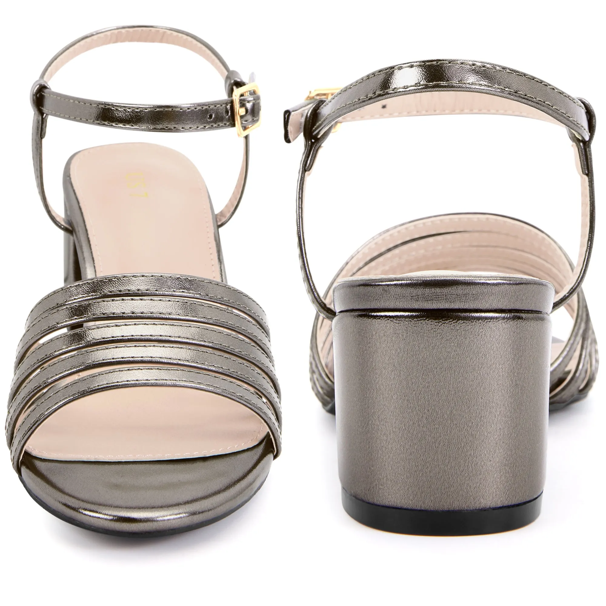 Open Toe Ankle Strap Slingback Chunky Heel Sandals for Women