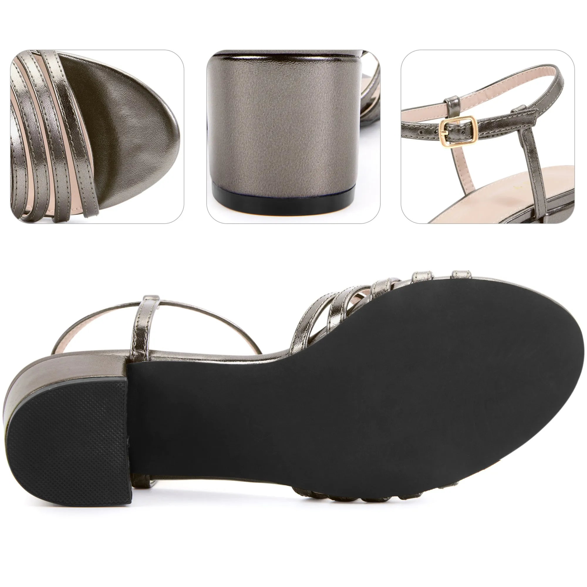 Open Toe Ankle Strap Slingback Chunky Heel Sandals for Women
