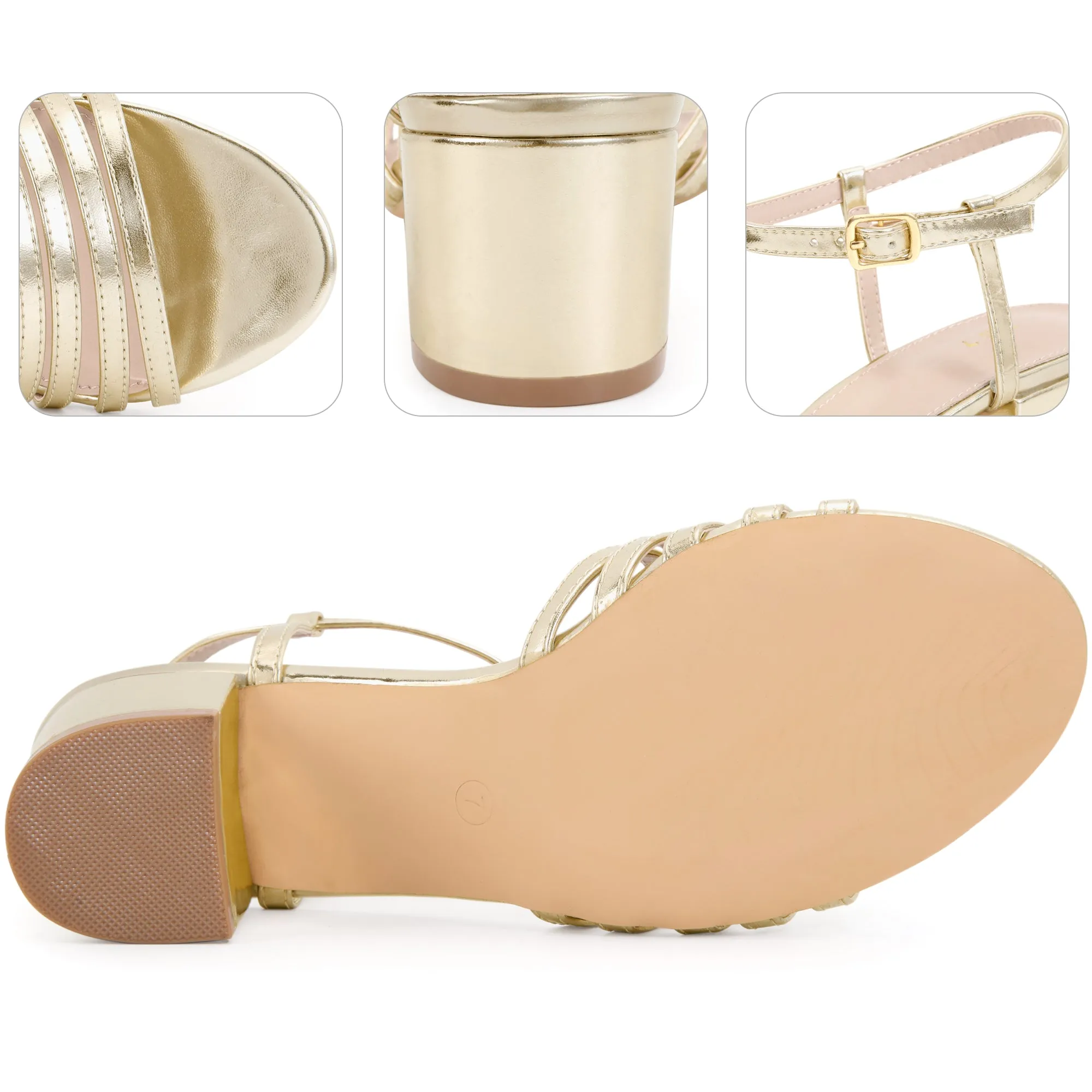 Open Toe Ankle Strap Slingback Chunky Heel Sandals for Women