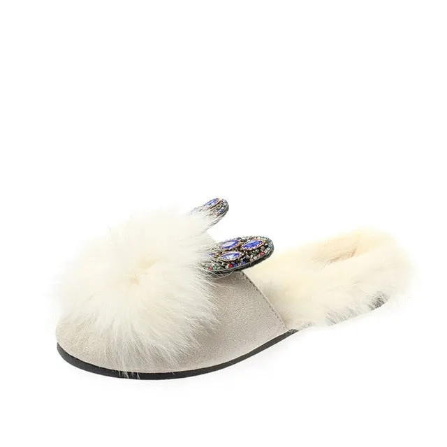Rabbit Ear Plush Slippers