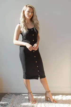 ribbed fitted midi dress