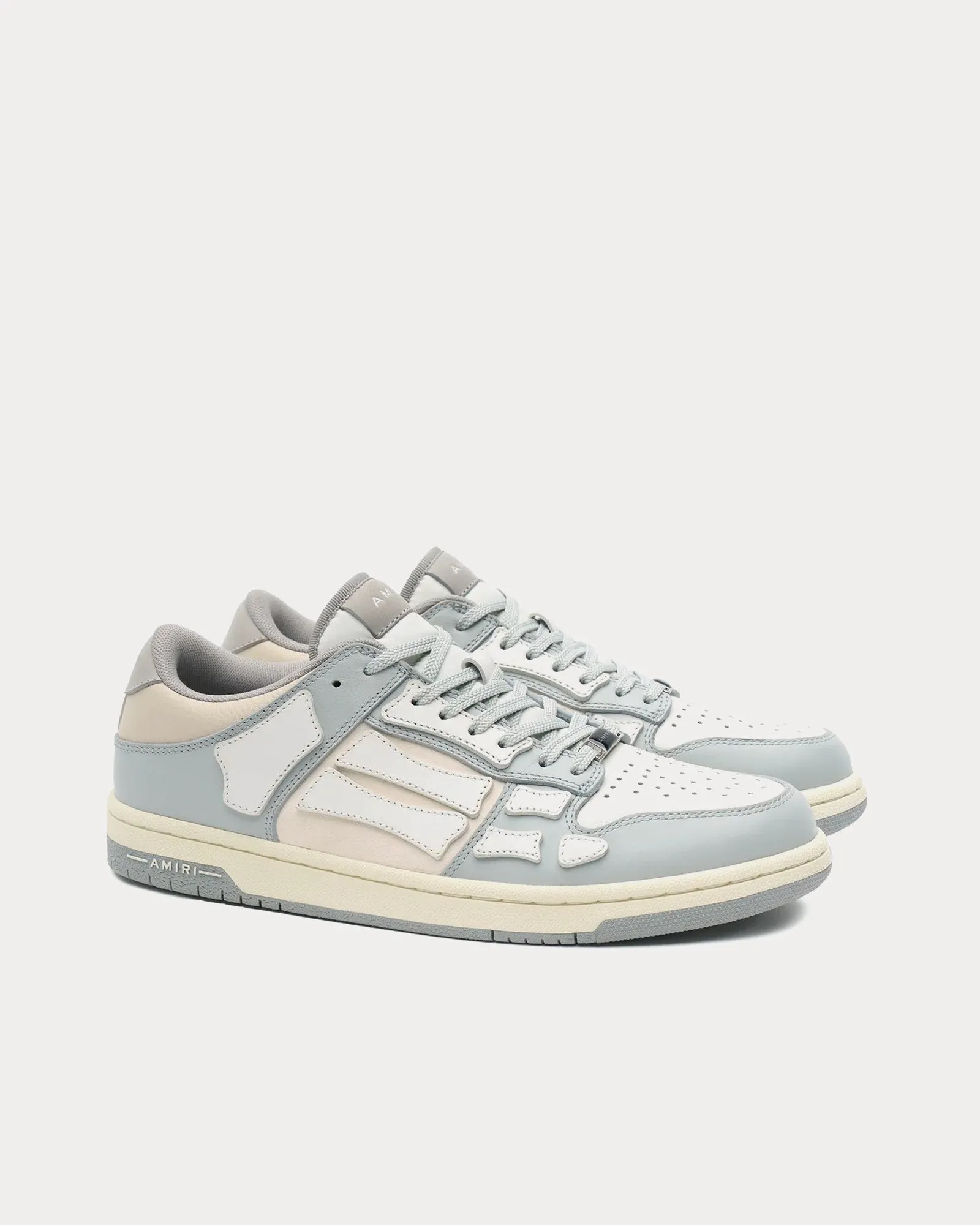 Skel-Top Leather Grey Low Top Sneakers