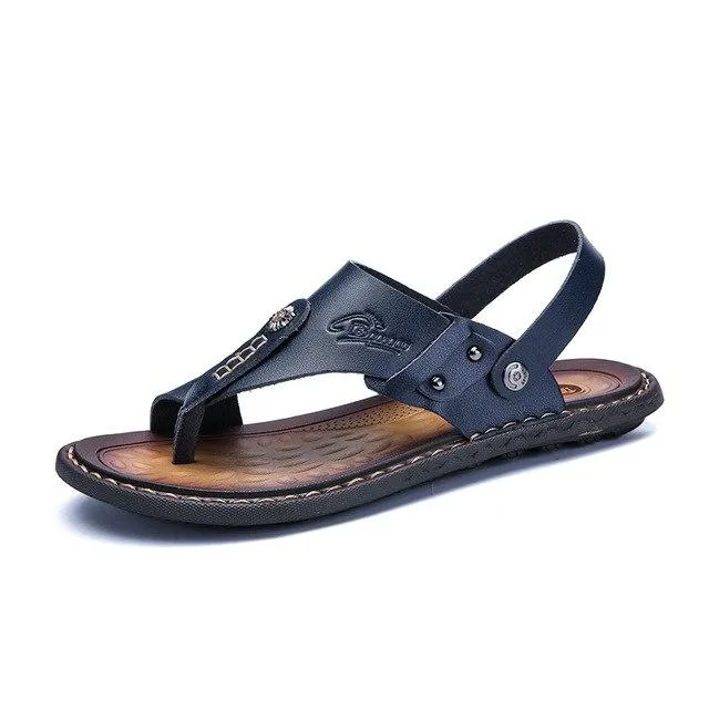 Summer Genuine Leather Comfortable Outdoor Beach Men's Sandals Slippers