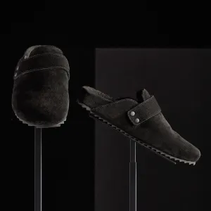 Women's Suede Slip On Clog - Black/Black