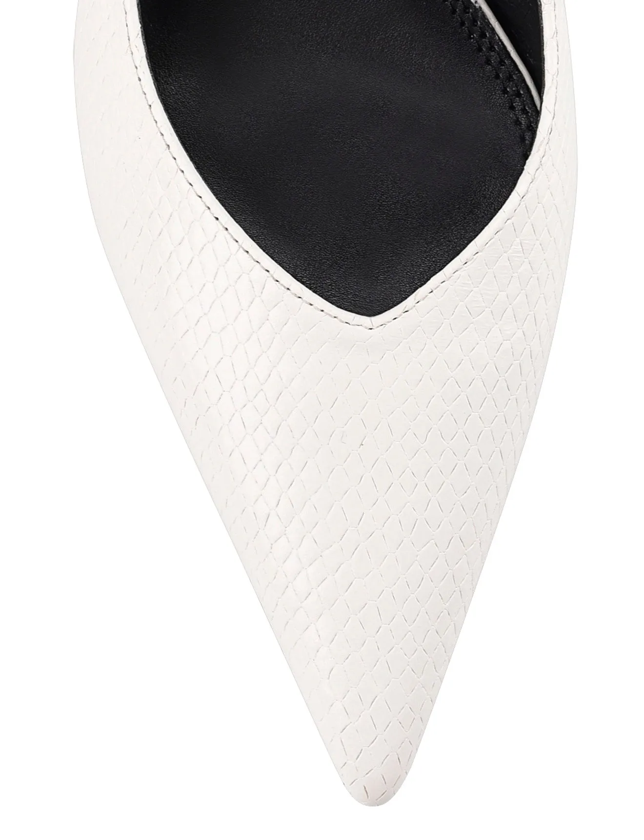 Yory Slingback Kitten Heels - Chalk White Snake Leather