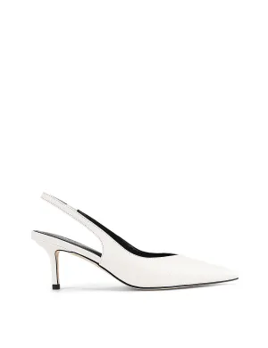Yory Slingback Kitten Heels - Chalk White Snake Leather